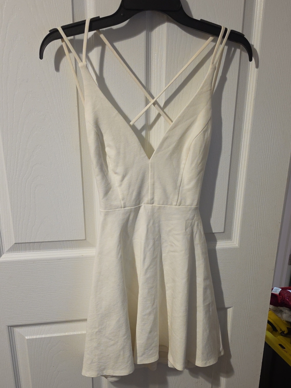White V-Neck Strappy Fit-and-Flare Dress